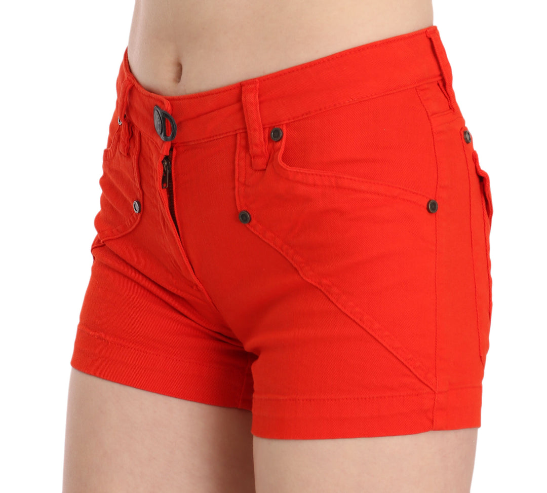 PLEIN SUD Chic Mid Waist Mini Shorts in Vibrant Orange