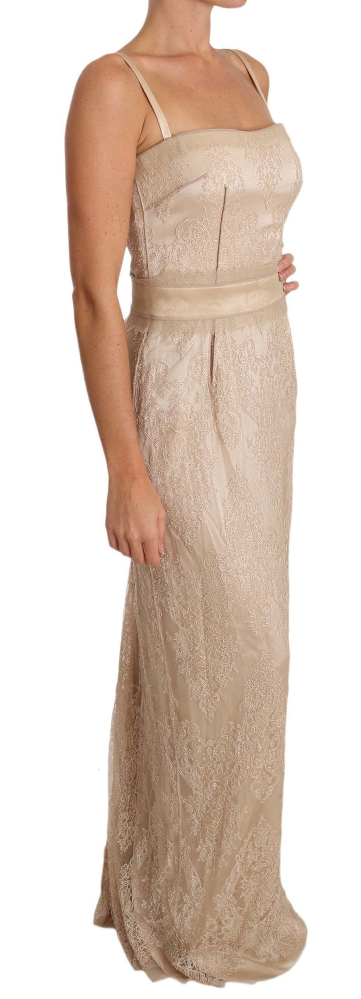 Dolce & Gabbana Elegant Beige Sheath Floor-Length Dress