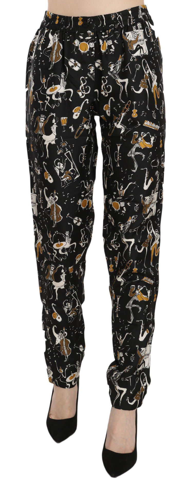 Dolce & Gabbana Elegant High Waist Tapered Silk Pants