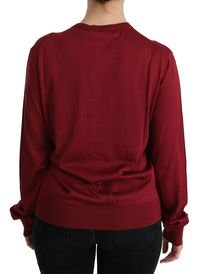 Dolce & Gabbana Silk Red Cardigan Top with Button Accents