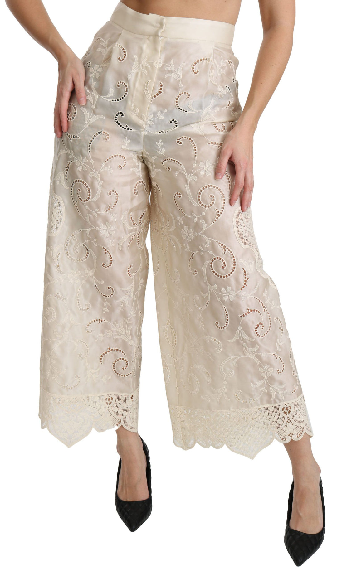 Dolce & Gabbana Elegant High Waist Palazzo Cropped Pants