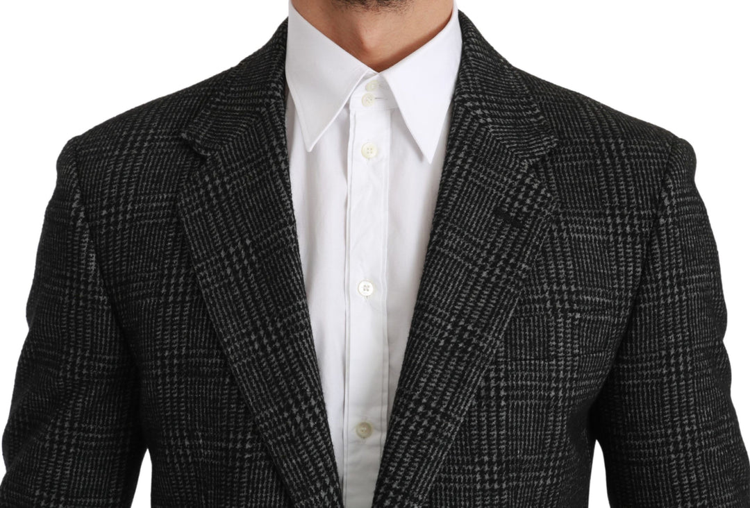 Dolce & Gabbana Elegant Gray Plaid Slim Fit Blazer