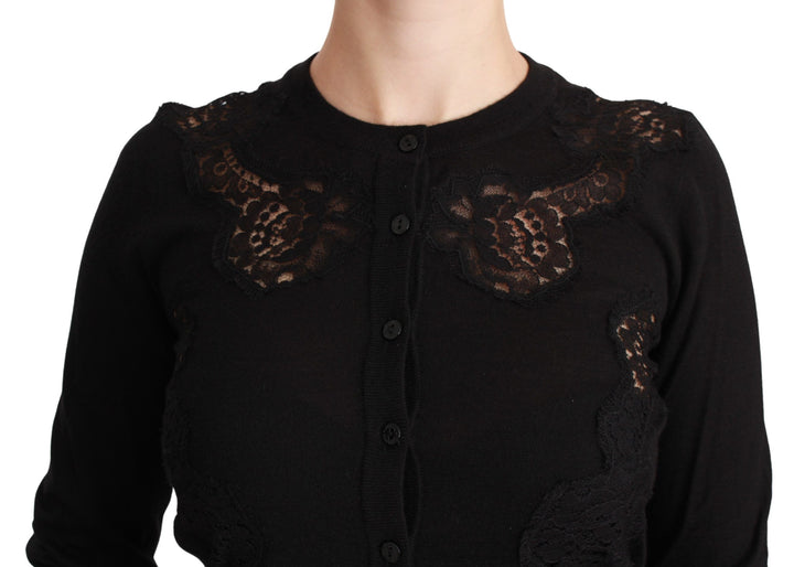 Dolce & Gabbana Elegant Cashmere Silk Blend Lace Cardigan