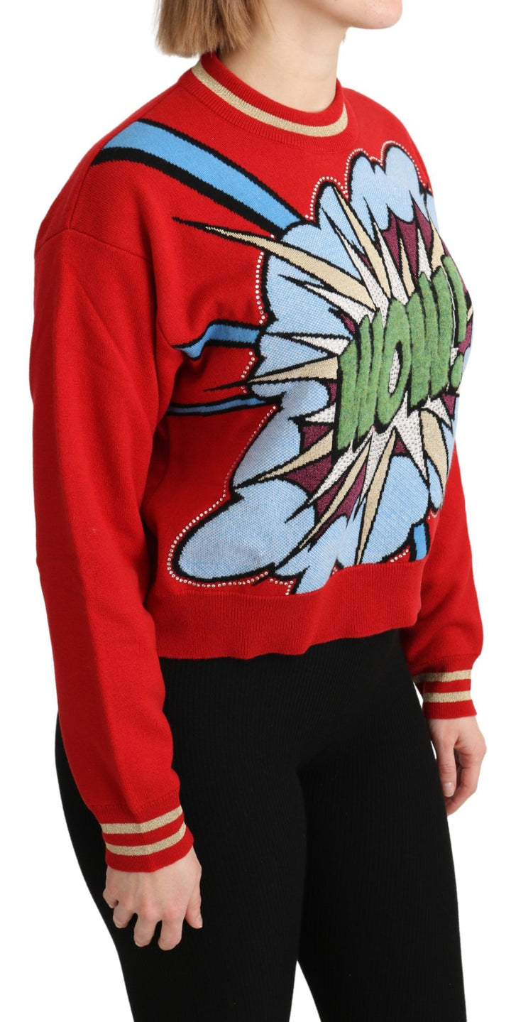 Dolce & Gabbana Radiant Red Cartoon Motive Cashmere Sweater