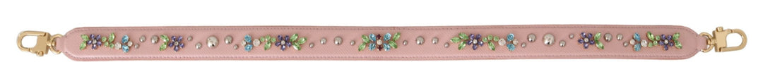 Dolce & Gabbana Stunning Pink Crystal Studded Leather Strap