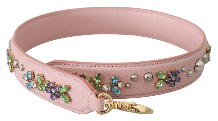 Dolce & Gabbana Stunning Pink Crystal Studded Leather Strap