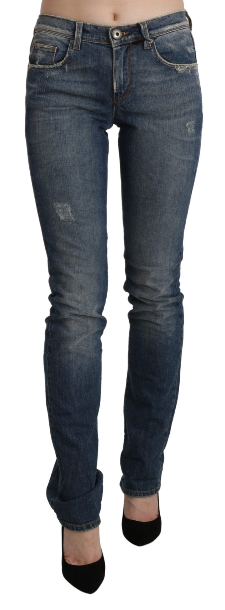 Ermanno Scervino Chic Mid Waist Skinny Denim in Blue Washed