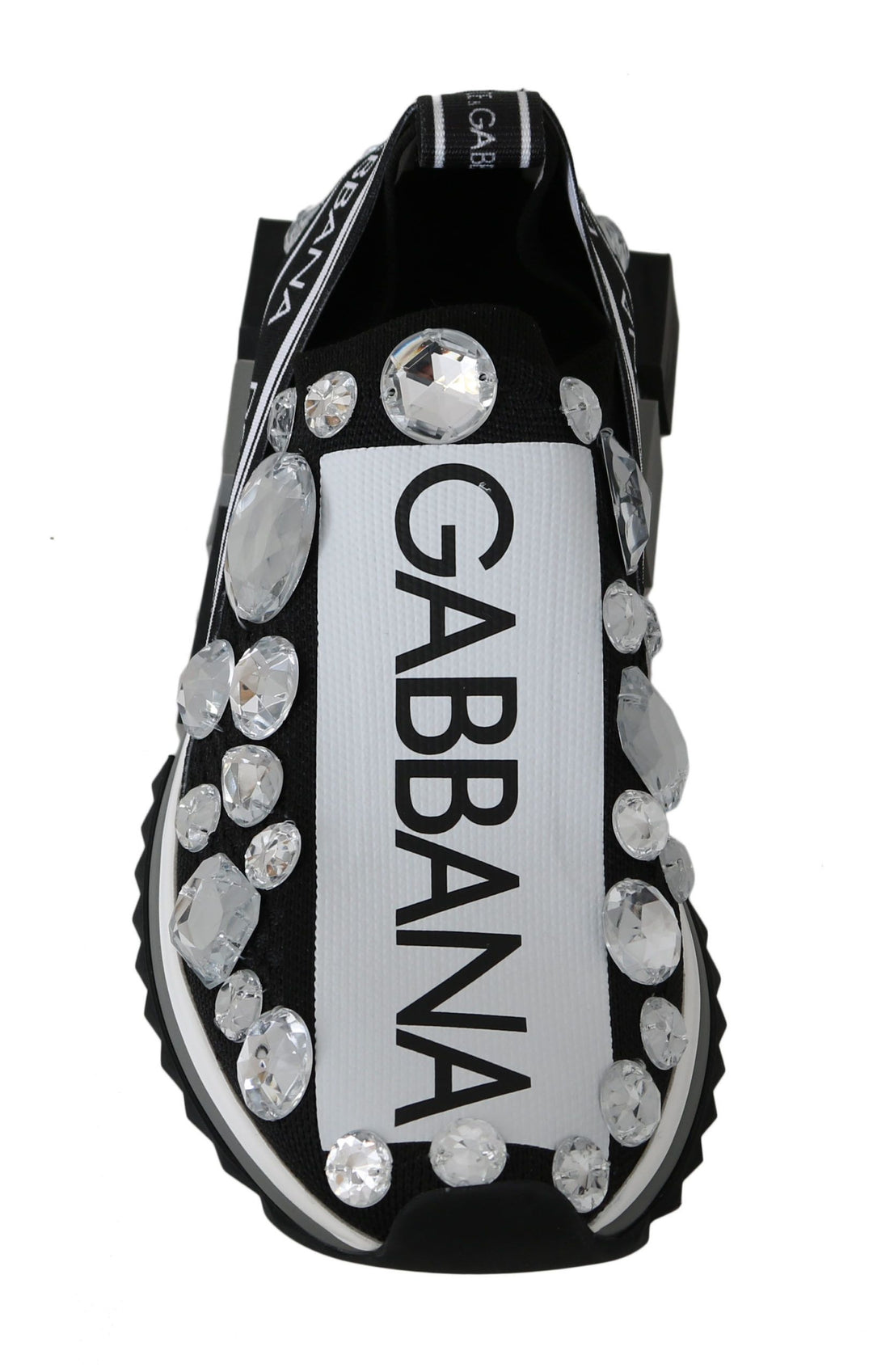 Dolce & Gabbana Chic Monochrome Crystal Studded Sneakers