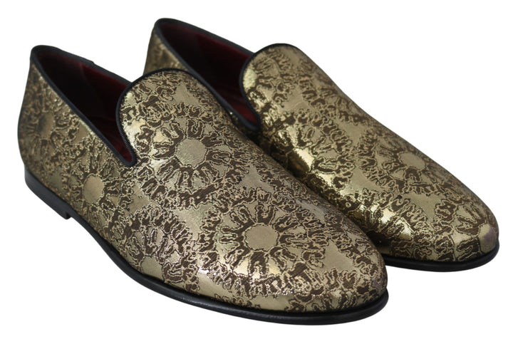 Dolce & Gabbana Gold Bordeaux Loafers Slides Dress Shoes