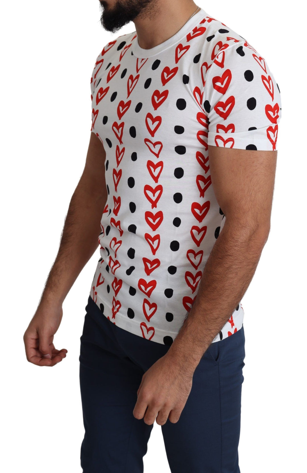 Dolce & Gabbana Chic White Cotton Tee with Heart Print