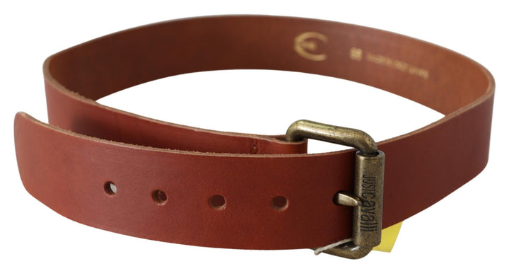 Just Cavalli Chic Brown Leather Logo Waist Belt