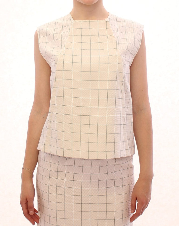 Andrea Incontri Chic White Sleeveless Cotton Shirt Top