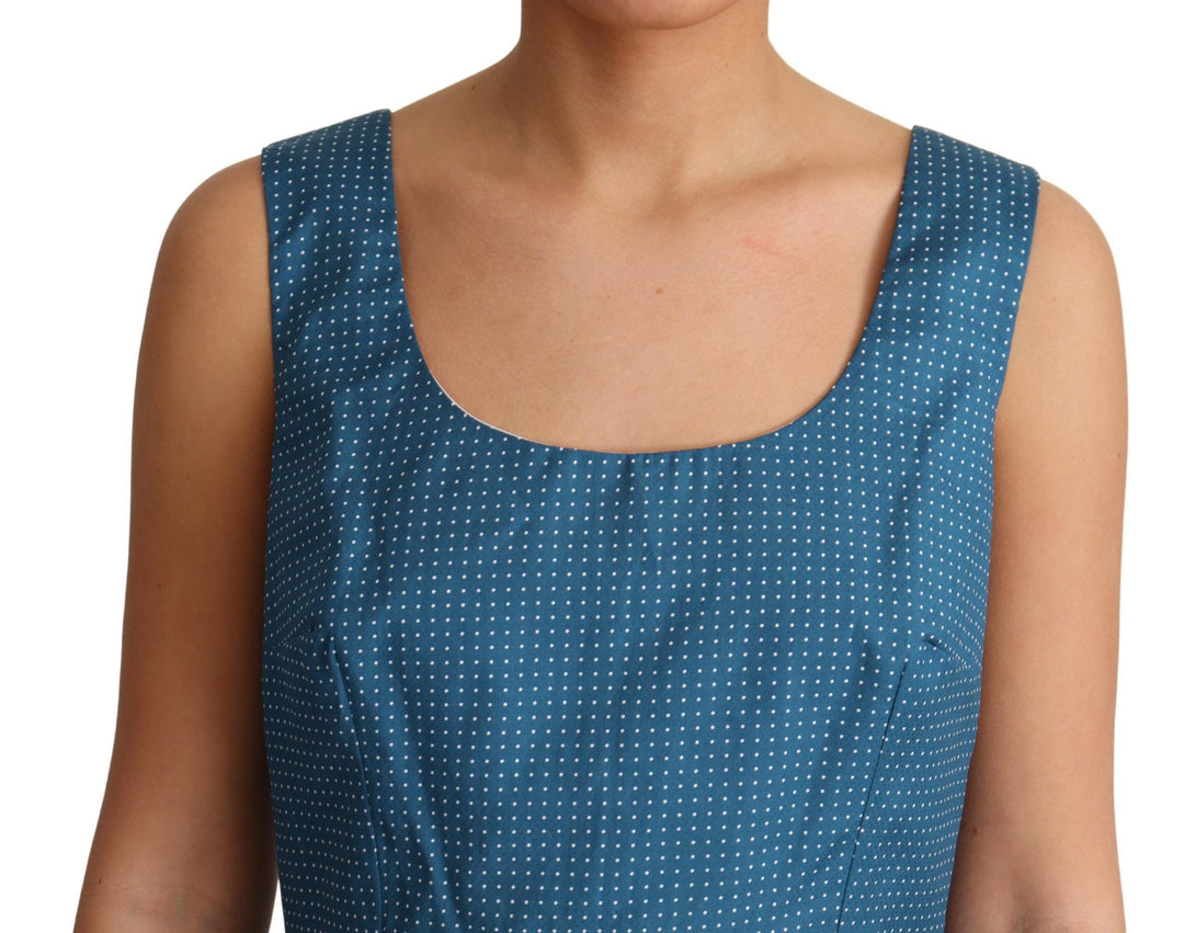 Dolce & Gabbana Blue Polka Dotted Sleeveless A-Line Dress