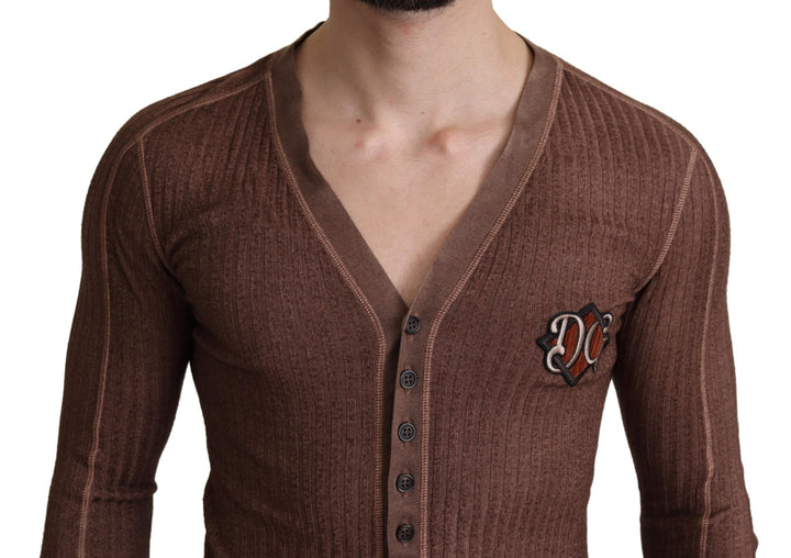 Dolce & Gabbana Elegant V-Neck Cardigan in Subtle Pink