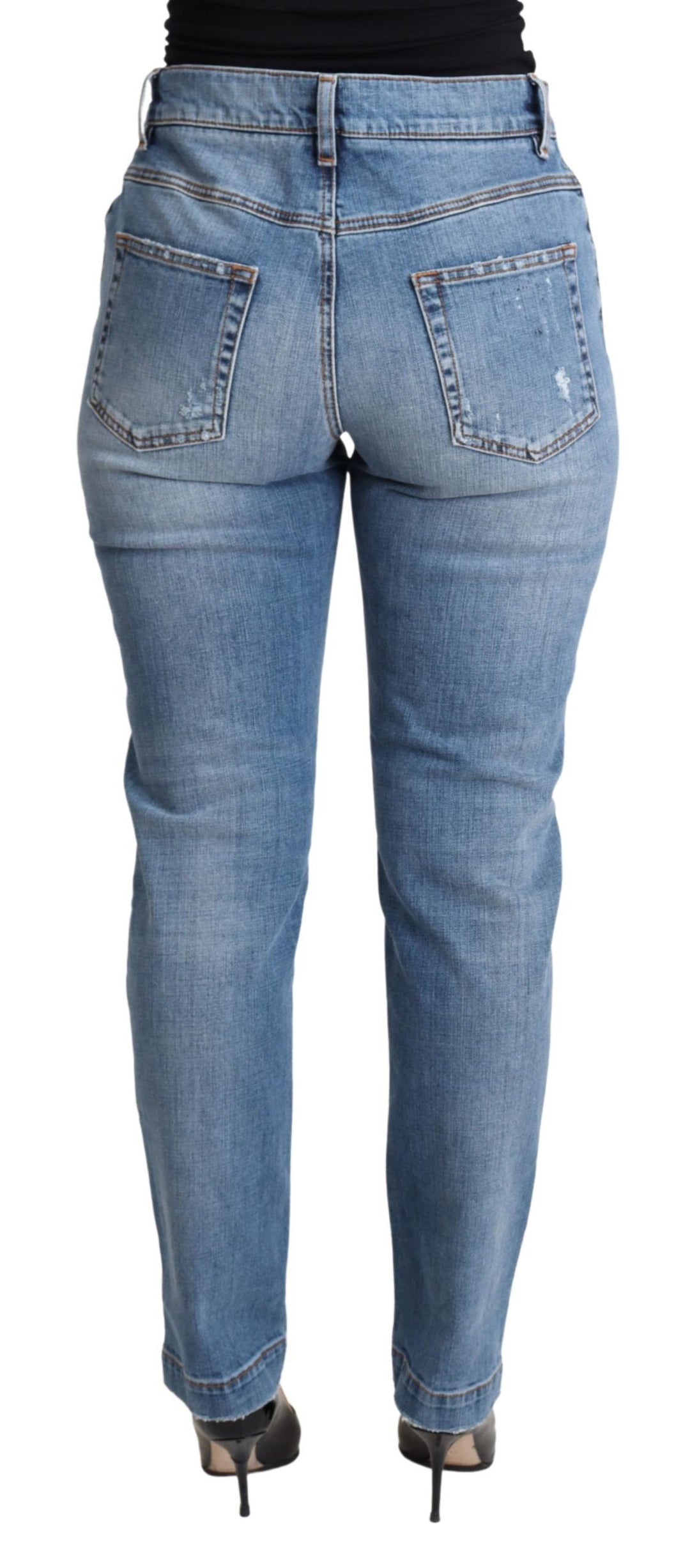 Dolce & Gabbana Chic High-Waisted Tattered Skinny Jeans