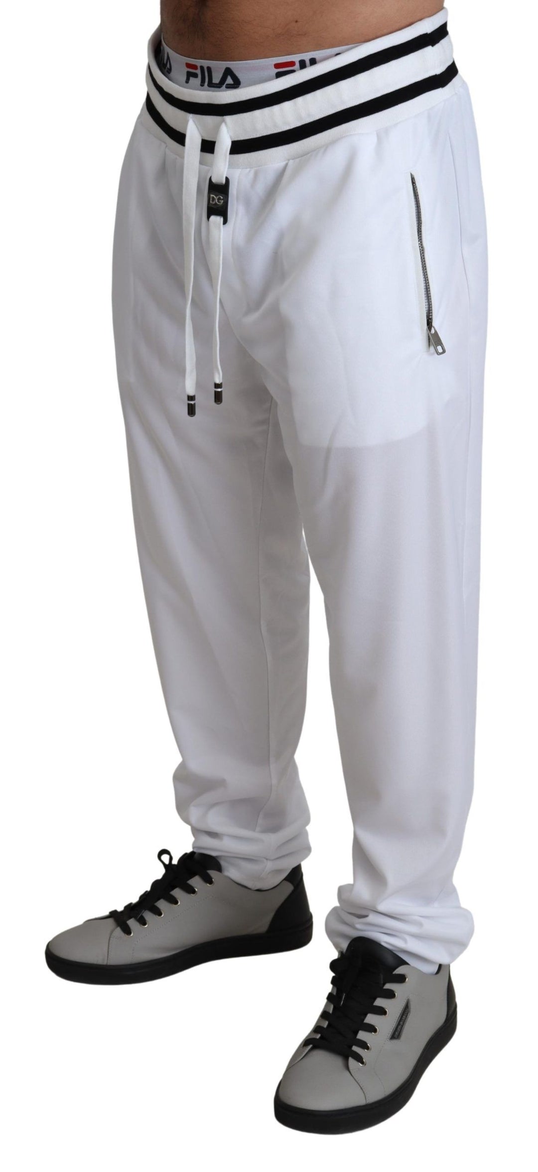 Dolce & Gabbana Elegant White Jogging Pants with Logo Patch