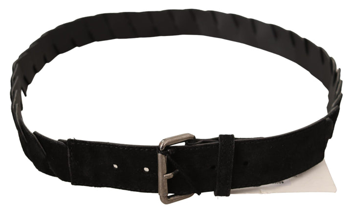 GF Ferre Elegant Black Waist Belt with Metal Buckle