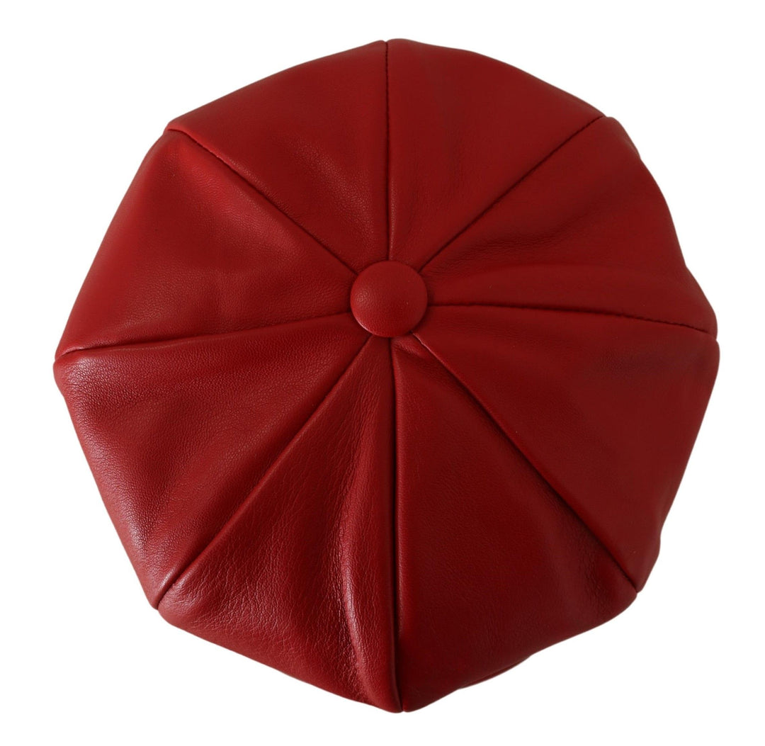 Dolce & Gabbana Chic Red Leather Cabbie Cap