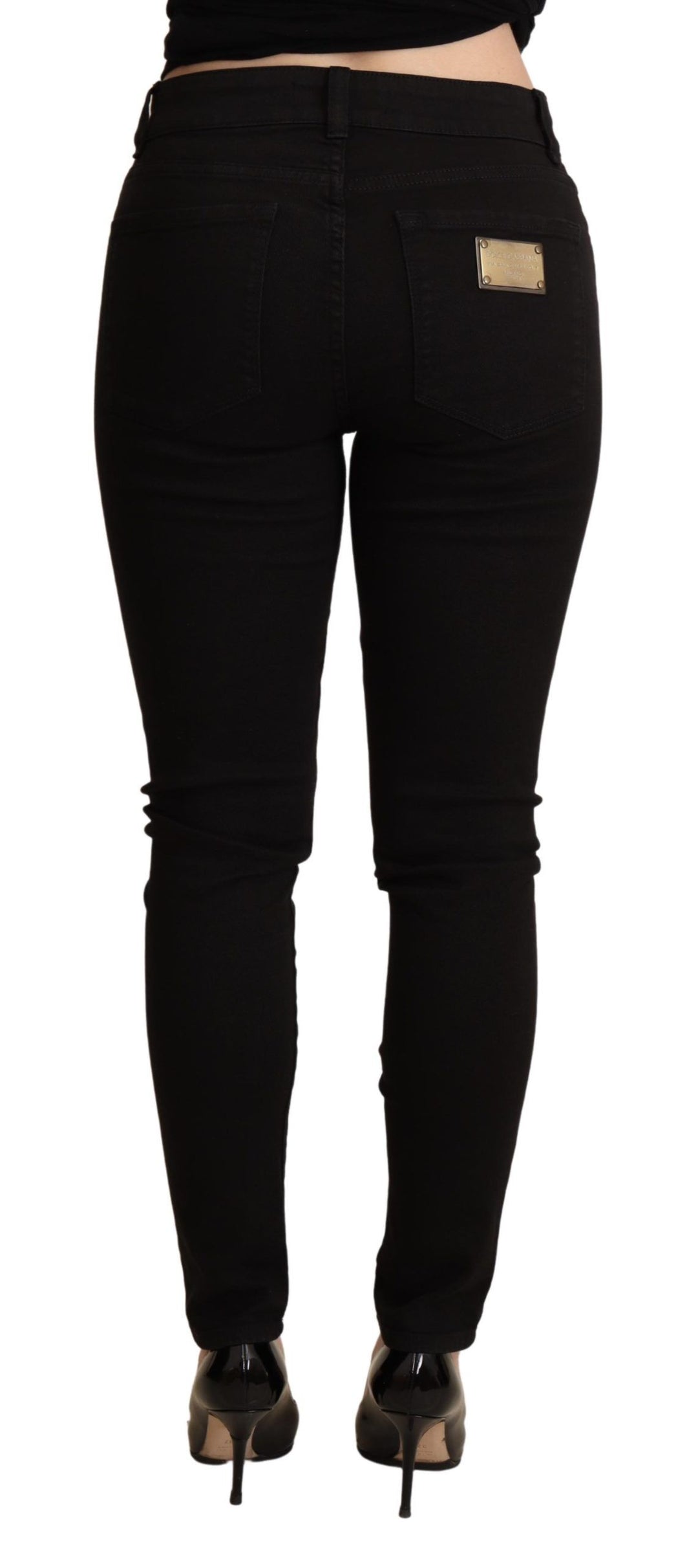 Dolce & Gabbana Elegant Black Mid-Waist Skinny Jeans