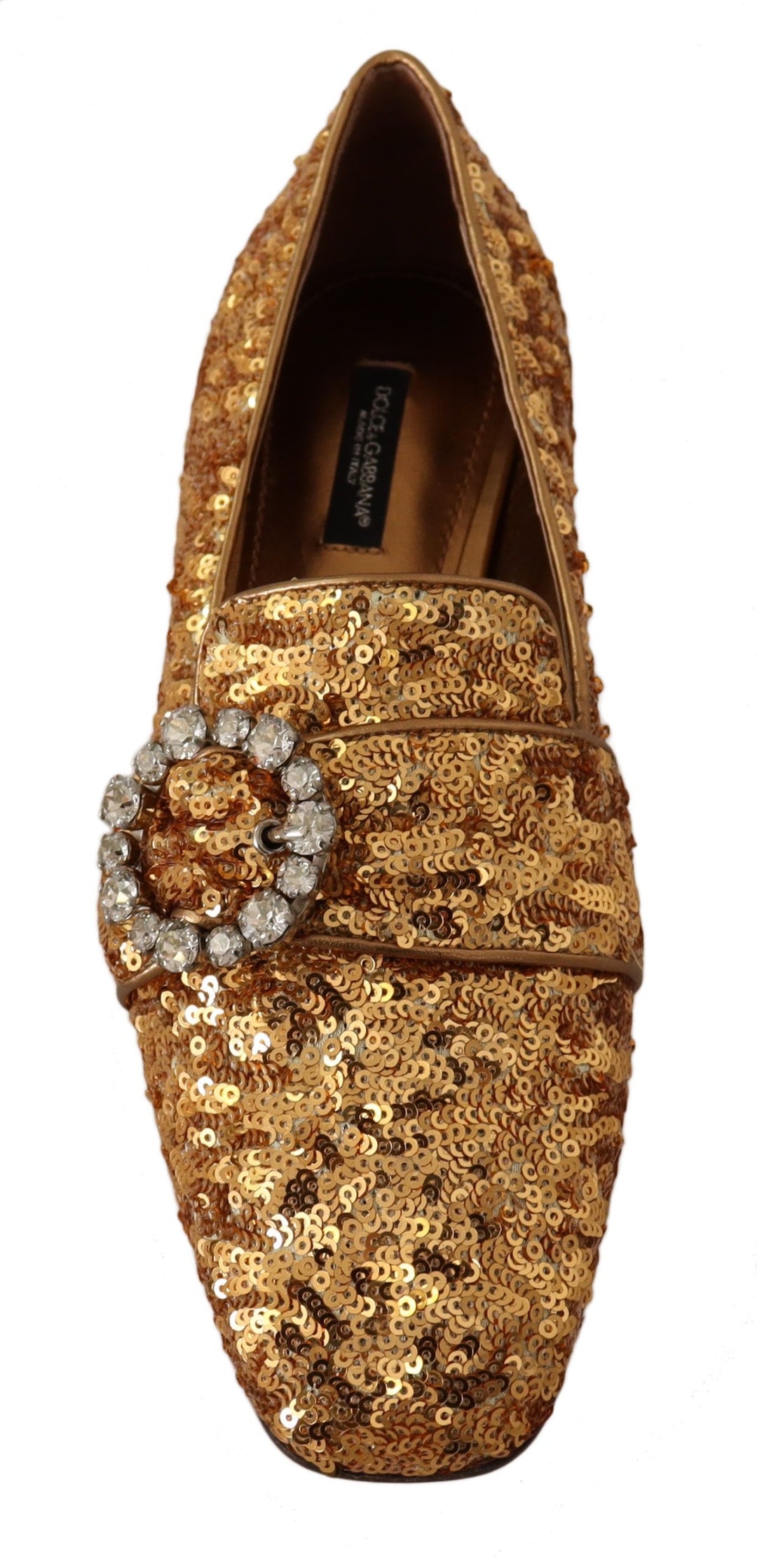 Dolce & Gabbana Elegant Gold Sequin Crystal Flats