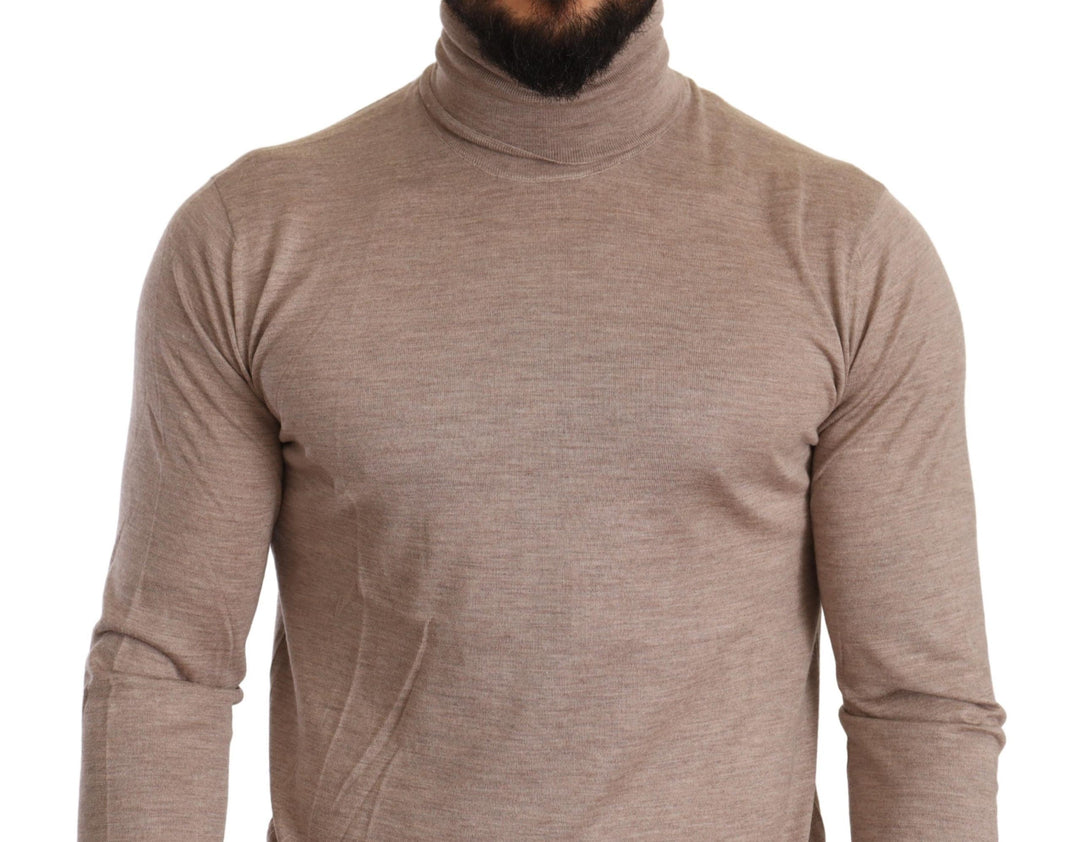 Dolce & Gabbana Beige Turtleneck Cashmere-Silk Blend Sweater