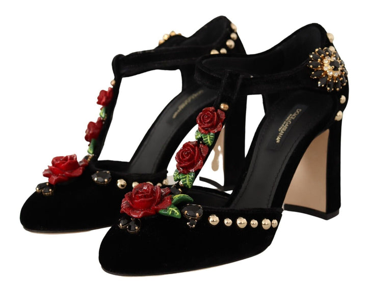 Dolce & Gabbana Elegant Velvet T-Strap Mary Jane Pumps