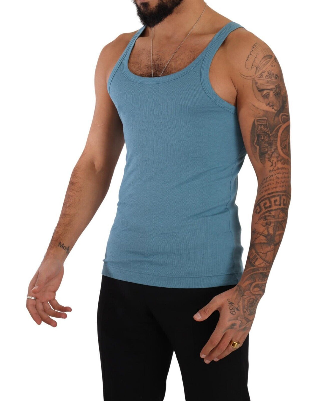 Dolce & Gabbana Elegant Blue Round Neck Tank Top