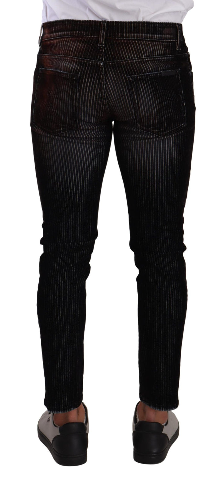 Dolce & Gabbana Sleek Striped Black Slim Fit Denim