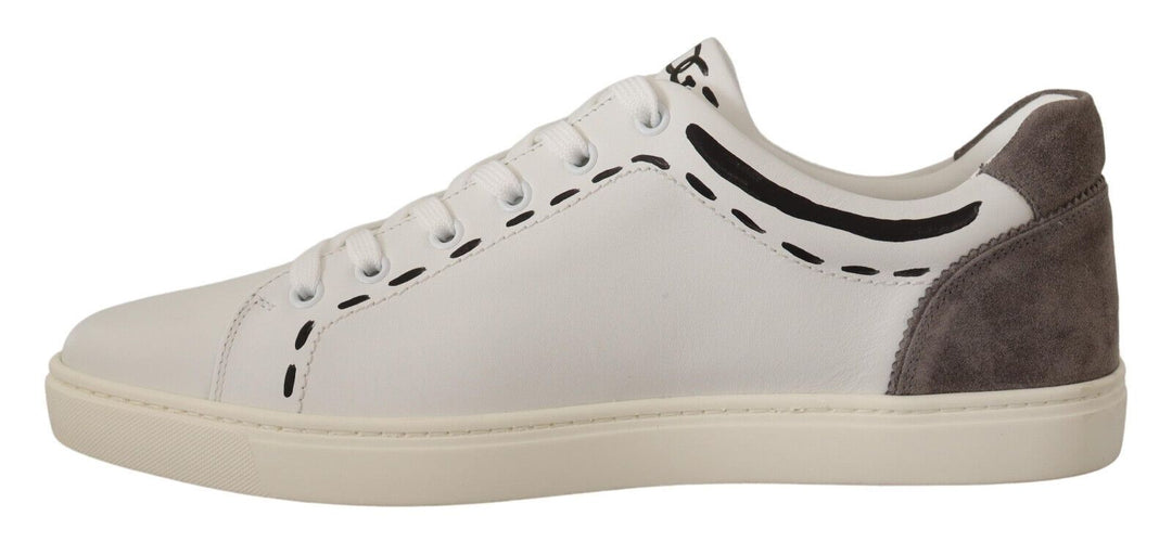 Dolce & Gabbana Elegant White Leather Casual Sneakers