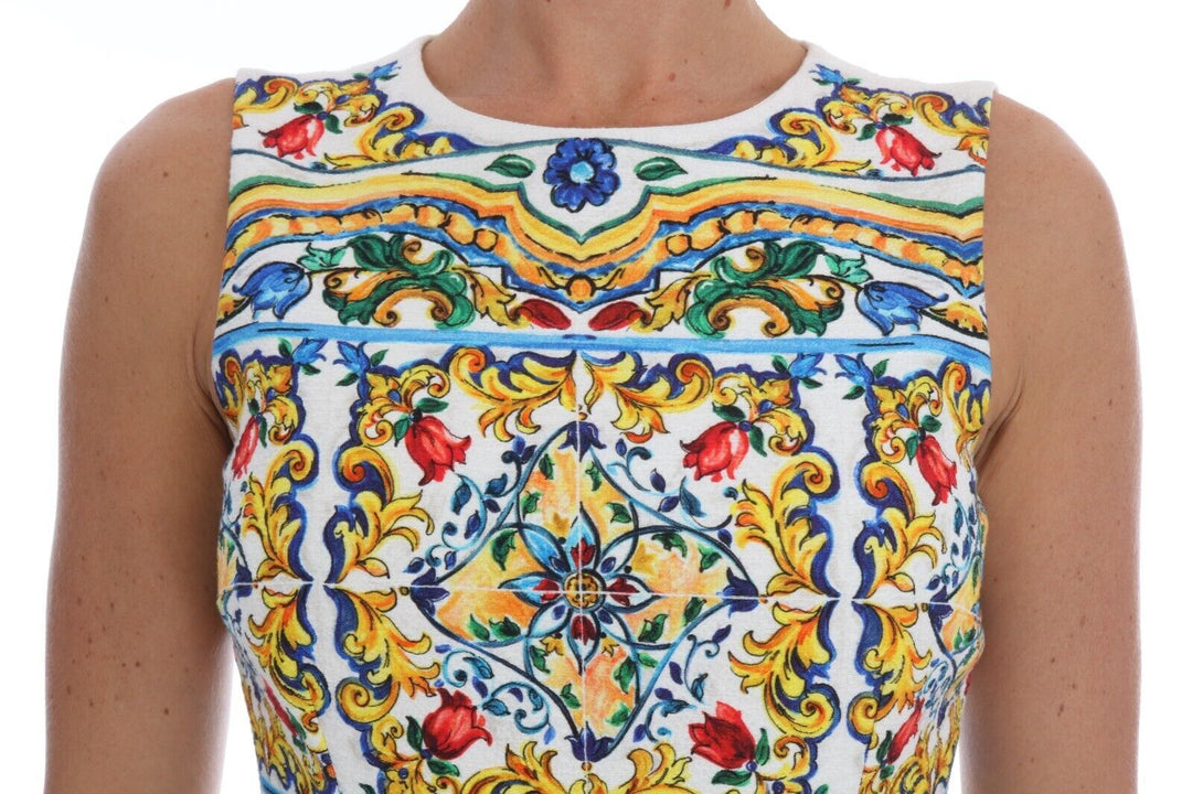 Dolce & Gabbana Majolica Print Midi Sheath Dress