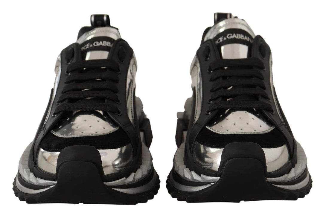 Dolce & Gabbana Elegant Super King Leather Sneakers - Silver & Black