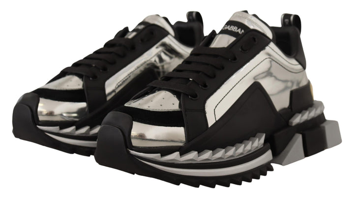 Dolce & Gabbana Elegant Super King Leather Sneakers - Silver & Black