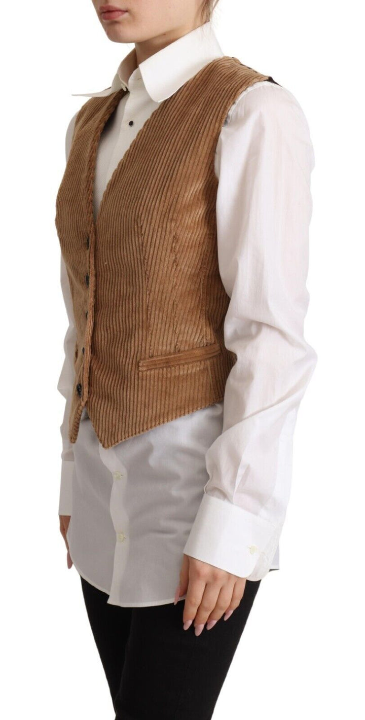 Dolce & Gabbana Elegant Sleeveless V-Neck Corduroy Vest