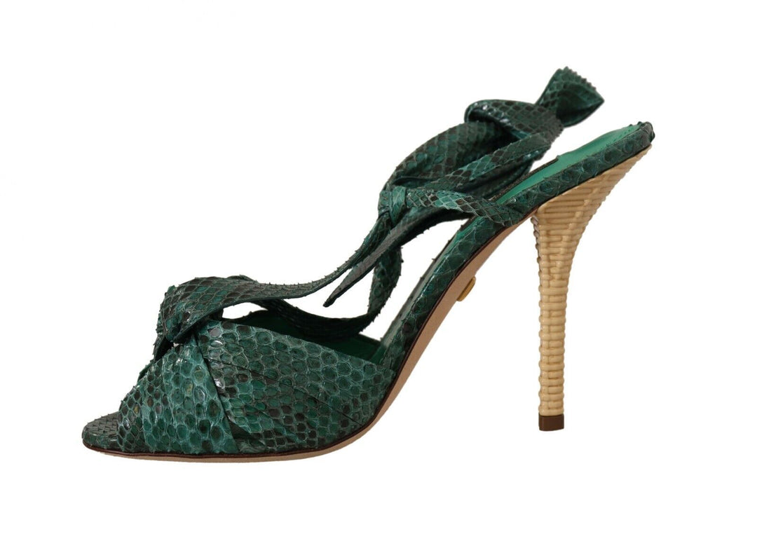 Dolce & Gabbana Emerald Exotic Leather Heeled Sandals