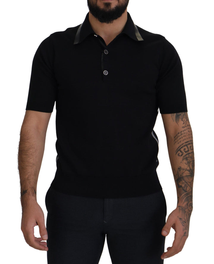 Dolce & Gabbana Elegant Black Silk Blend Polo T-Shirt