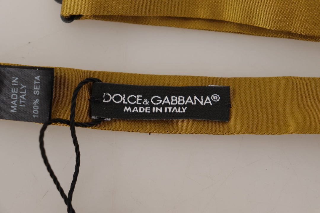 Dolce & Gabbana Elegant Mustard Yellow Silk Bow Tie