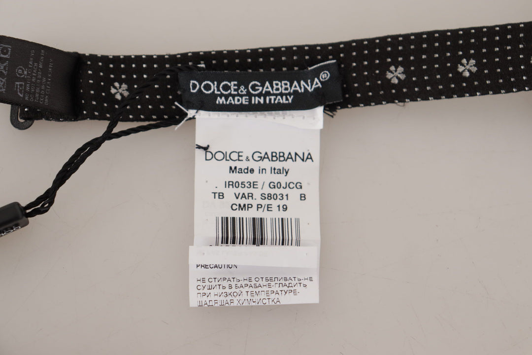 Dolce & Gabbana Elegant Black Silk Polka Dot Bow Tie