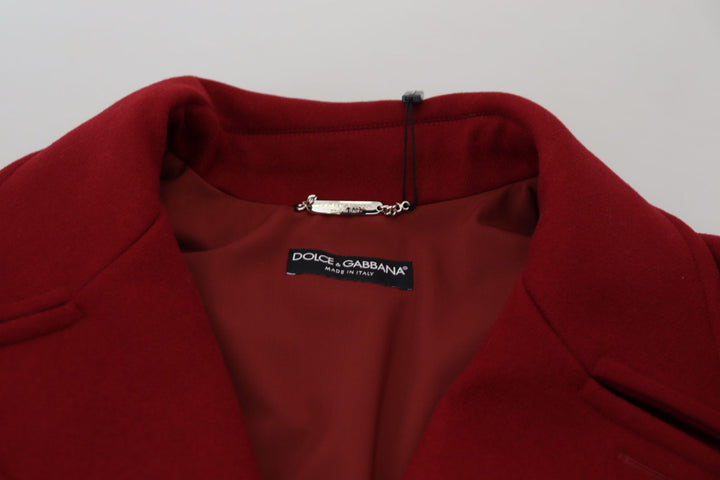 Dolce & Gabbana Elegant Red Double Breasted Wool Jacket