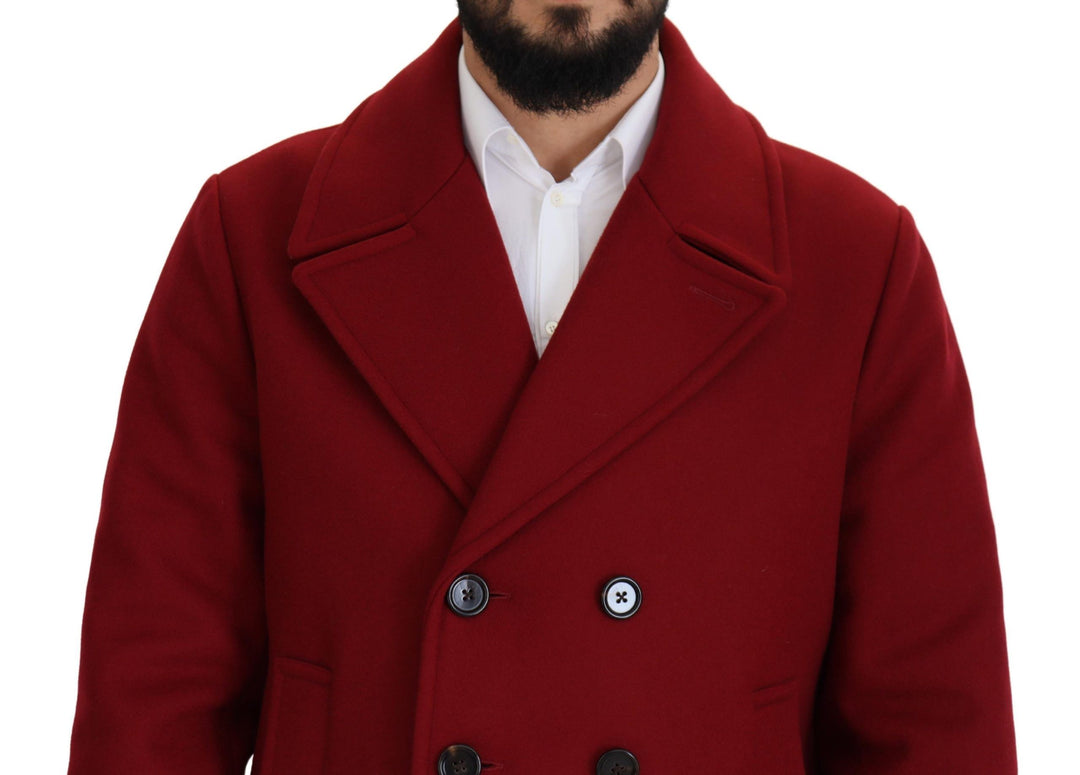 Dolce & Gabbana Elegant Red Double Breasted Wool Jacket