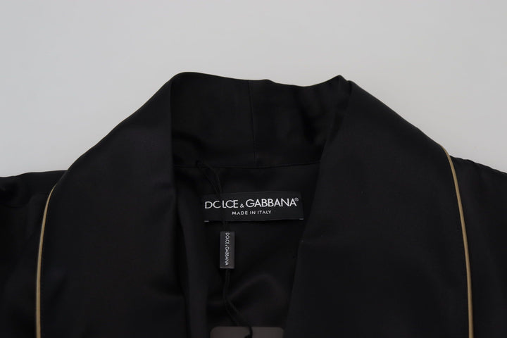 Dolce & Gabbana Elegant Black Silk Long Robe Coat