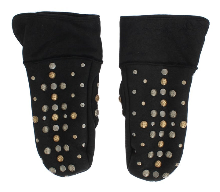 Dolce & Gabbana Elegant Studded Gray Wool Gloves