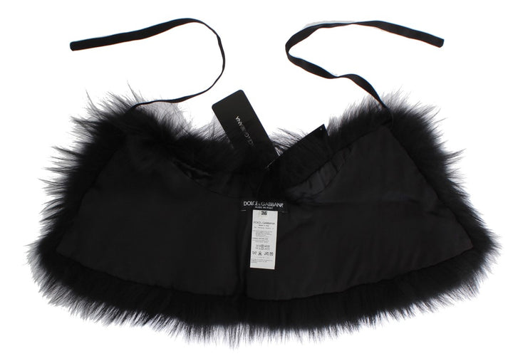 Dolce & Gabbana Black Fox Fur Chic Shoulder Wrap