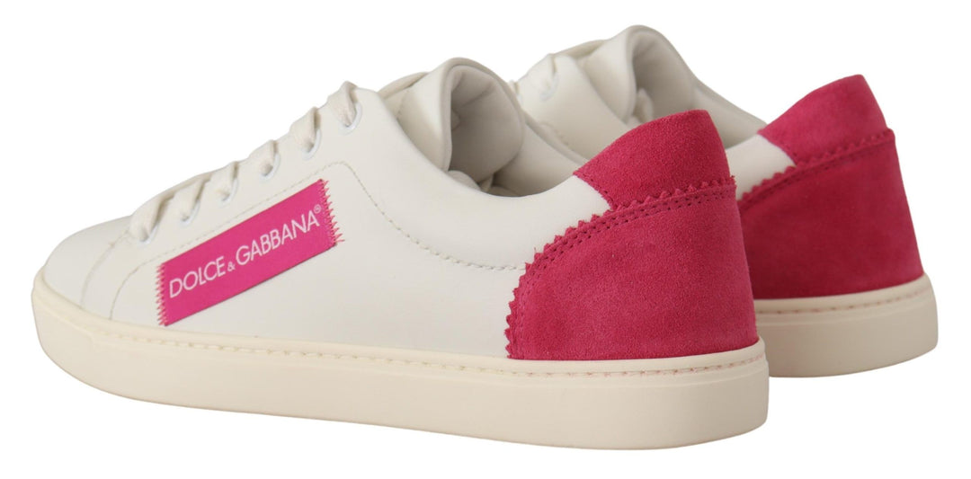 Dolce & Gabbana Elegant White Leather Low-Top Sneakers