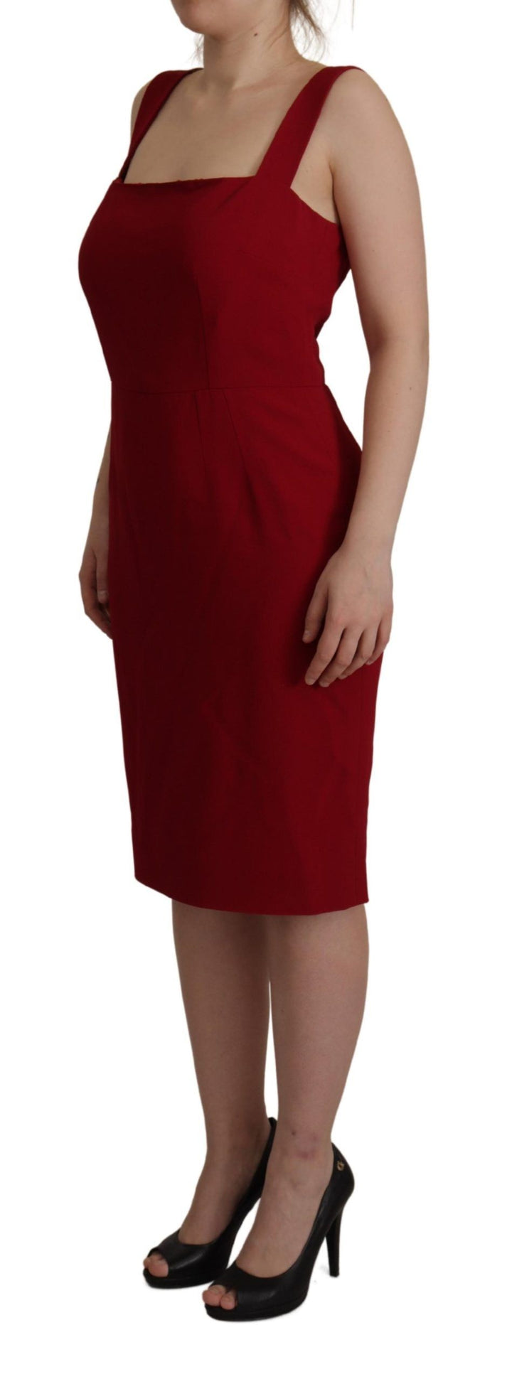 Dolce & Gabbana Elegant Red Square Neck Midi Dress