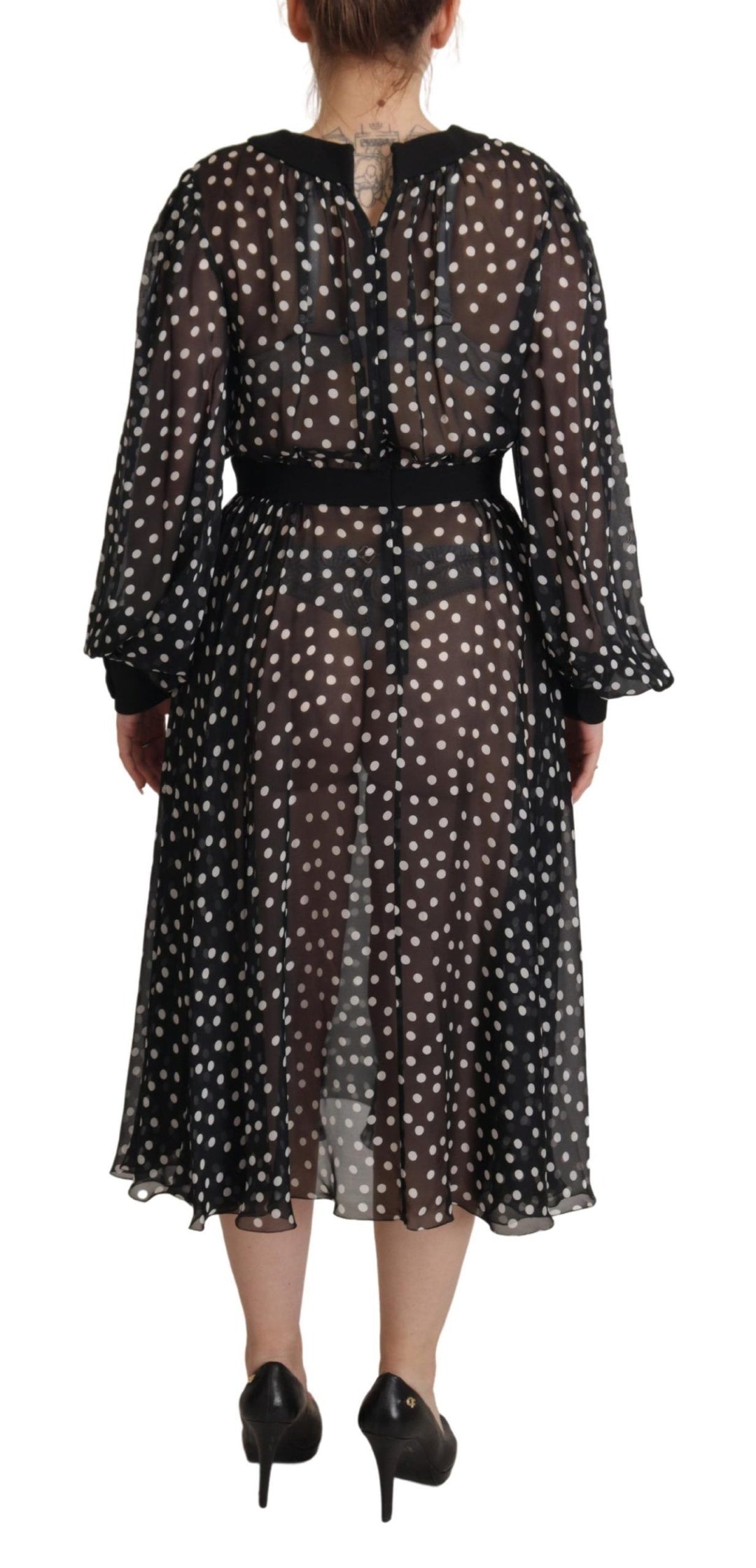 Dolce & Gabbana Elegant Polka Dot Silk Midi Dress