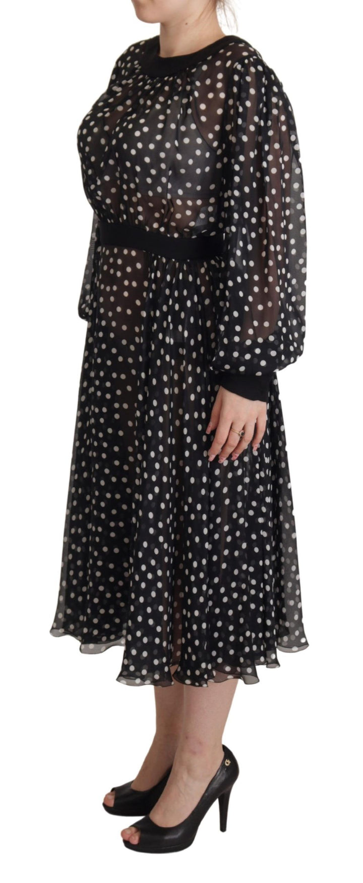 Dolce & Gabbana Elegant Polka Dot Silk Midi Dress