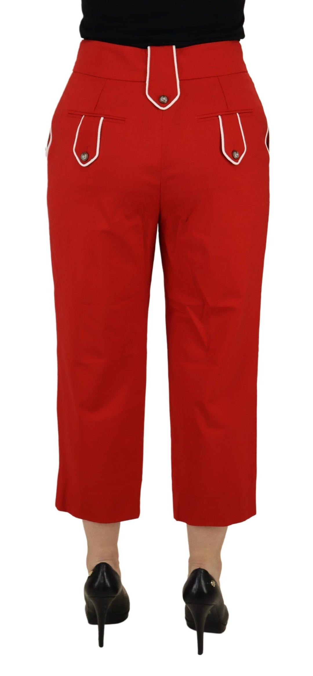 Dolce & Gabbana Elegant Red High-Waist Cropped Pants