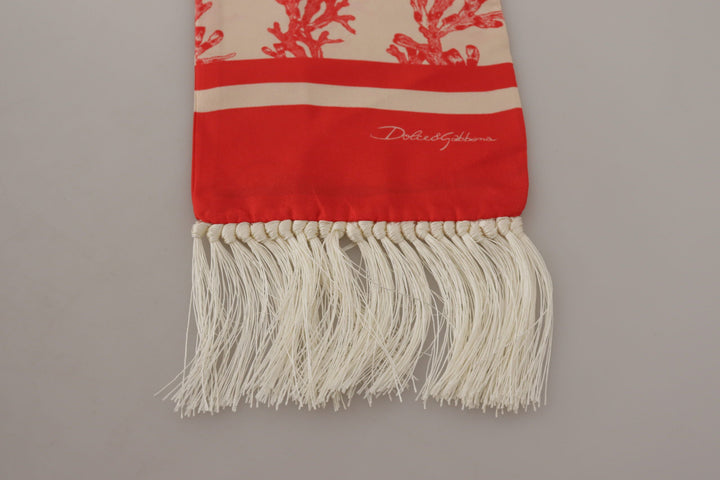 Dolce & Gabbana Elegant Silk Men's Scarf Wrap - Red Coral Print