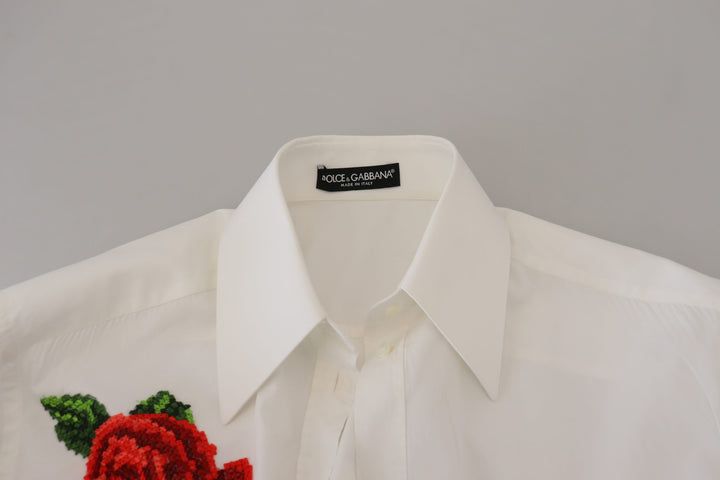 Dolce & Gabbana Elegant Floral Embroidered Silk Blend Shirt