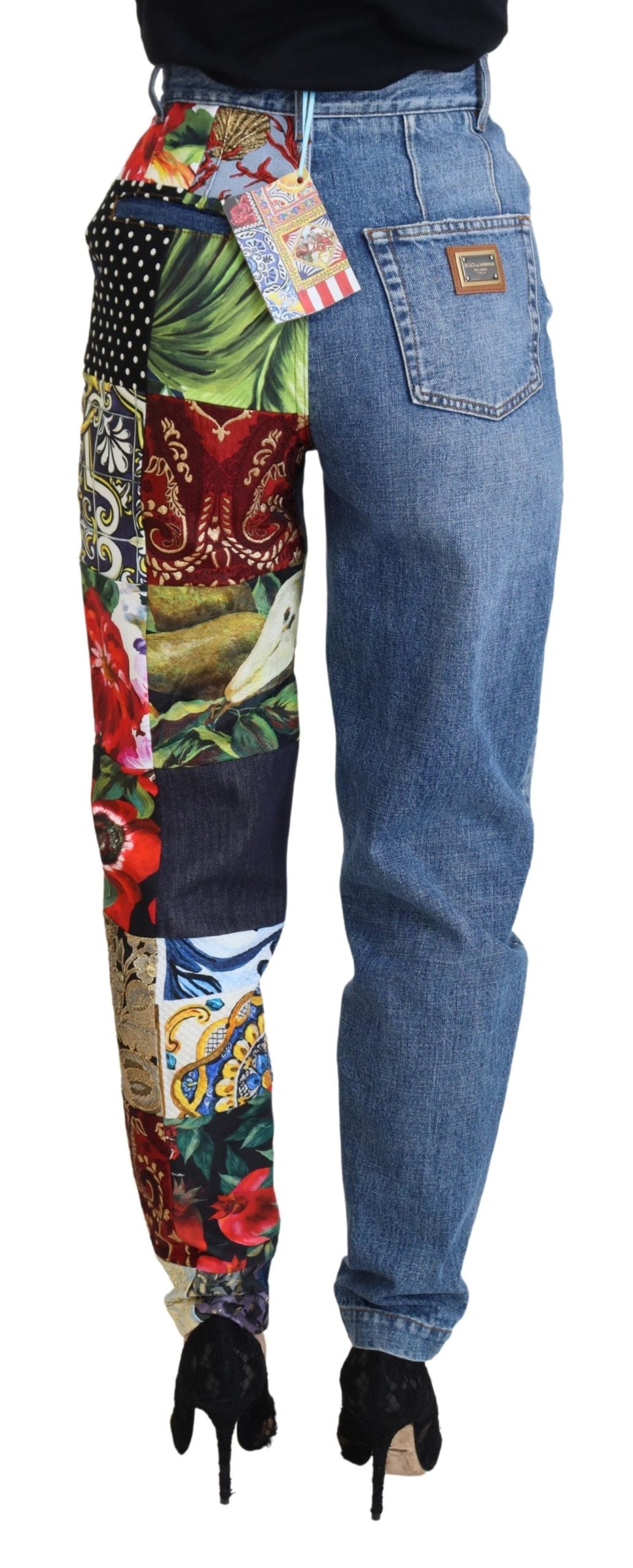 Dolce & Gabbana Patchwork Jacquard Blue Denim Luxury Jeans